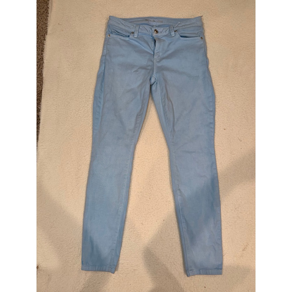 Michael Kors Izzy Skinny Jeans Light Blue Denim Size 4 Womens Low Rise Stretch